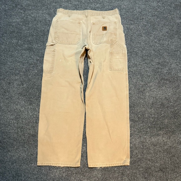 Vintage Tan Carhartt Carpenter Baggy Pants Dungaree Workwear 34x29 - Picture 2 of 7